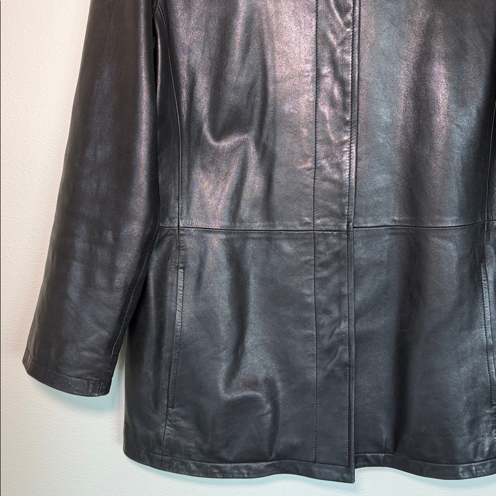 Faconnable Lambskin Leather Button Up Jacket Gothic Whimsical Grunge Office - Picture 4 of 9